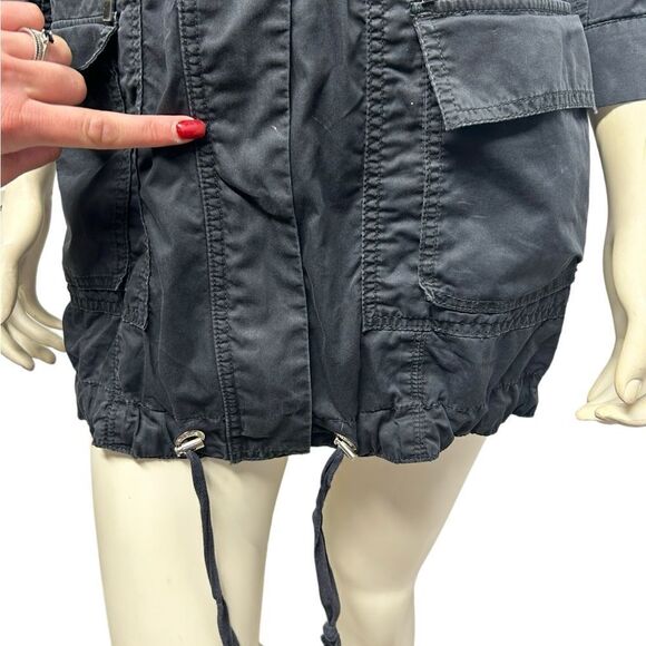 Calvin Klein Black coat long army trench coat Jacket with belt many pockets fall - Picture 8 of 9